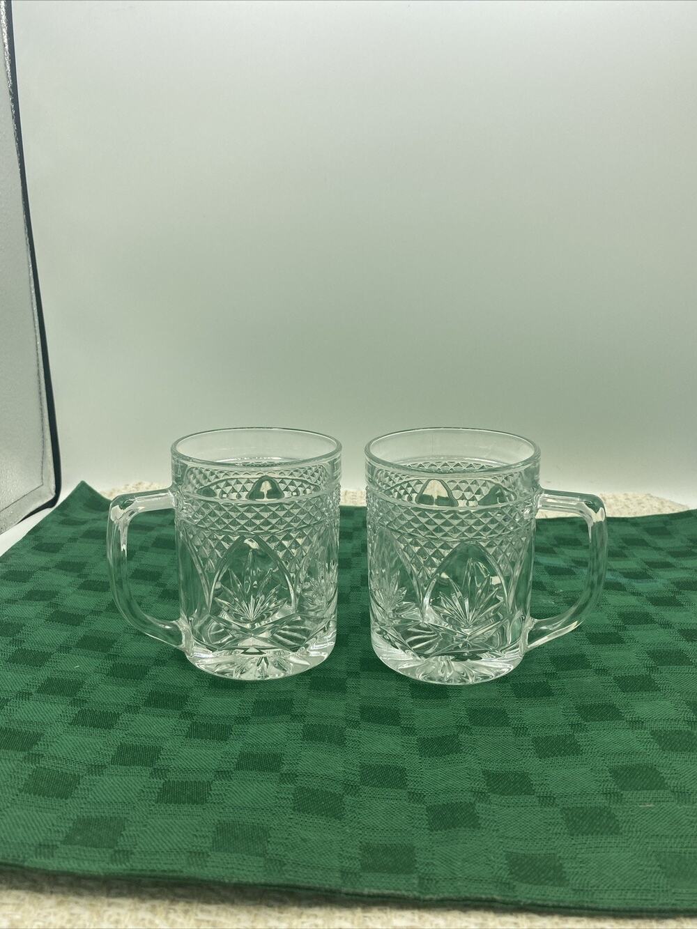 Set Of 2 Luminarc France Clear Handled Mug Cup Elegant Bar Glassware